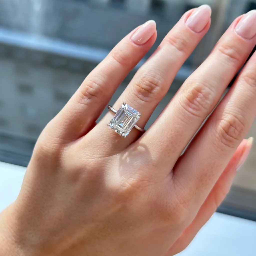 Emerald cut engagement ring