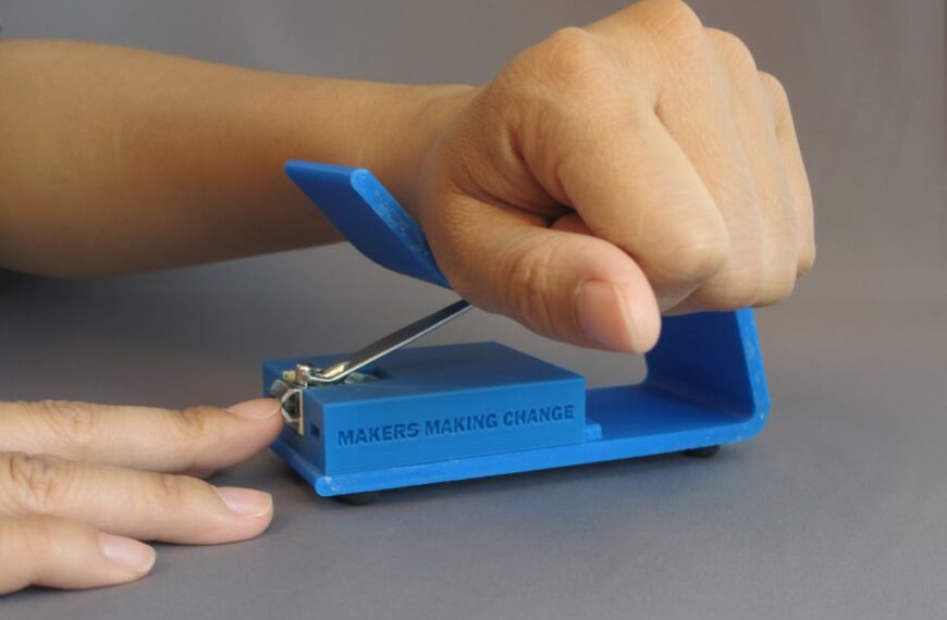 Ergonomic nail clippers with long handles and rubber grips designed for disabled users in New York